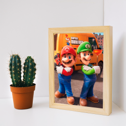 Quadro Super Mario - com Moldura em Pinus e Vidro Protetor